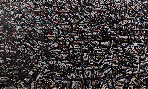 Taslarin üzerindeki izler-1,  tuval üzeri akril boya, 150x250 cm, 2012